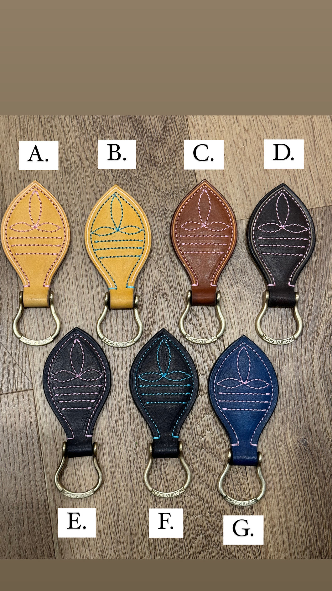 Leather Boot Stitch LV Keychain